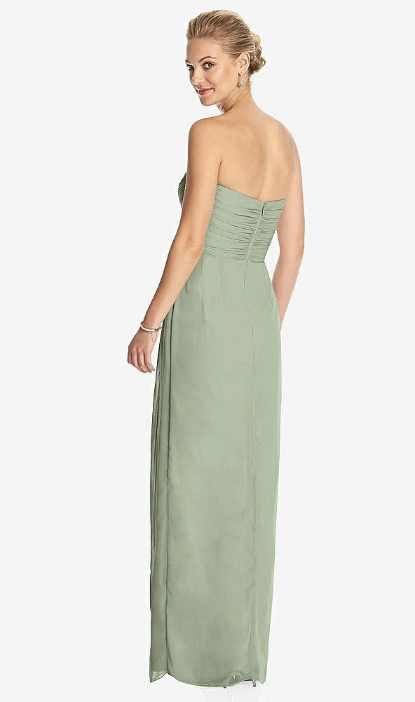 Back View - Sage Strapless Draped Chiffon Maxi Dress - Lila