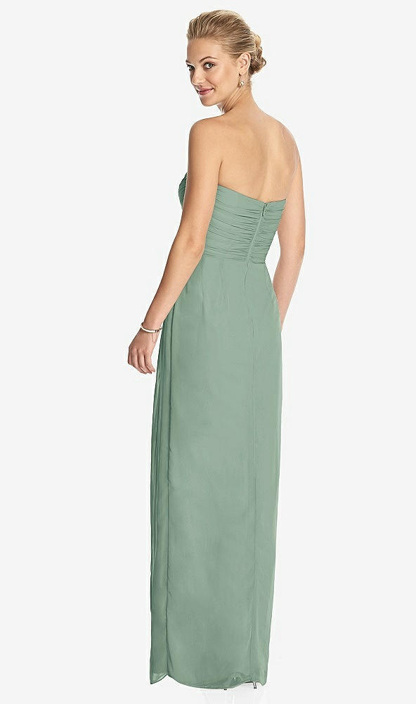 Back View - Seagrass Strapless Draped Chiffon Maxi Dress - Lila