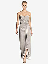 Front View Thumbnail - Taupe Strapless Draped Chiffon Maxi Dress - Lila