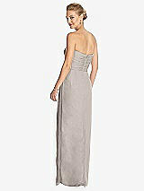 Rear View Thumbnail - Taupe Strapless Draped Chiffon Maxi Dress - Lila