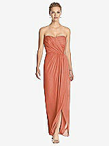 Front View Thumbnail - Terracotta Copper Strapless Draped Chiffon Maxi Dress - Lila