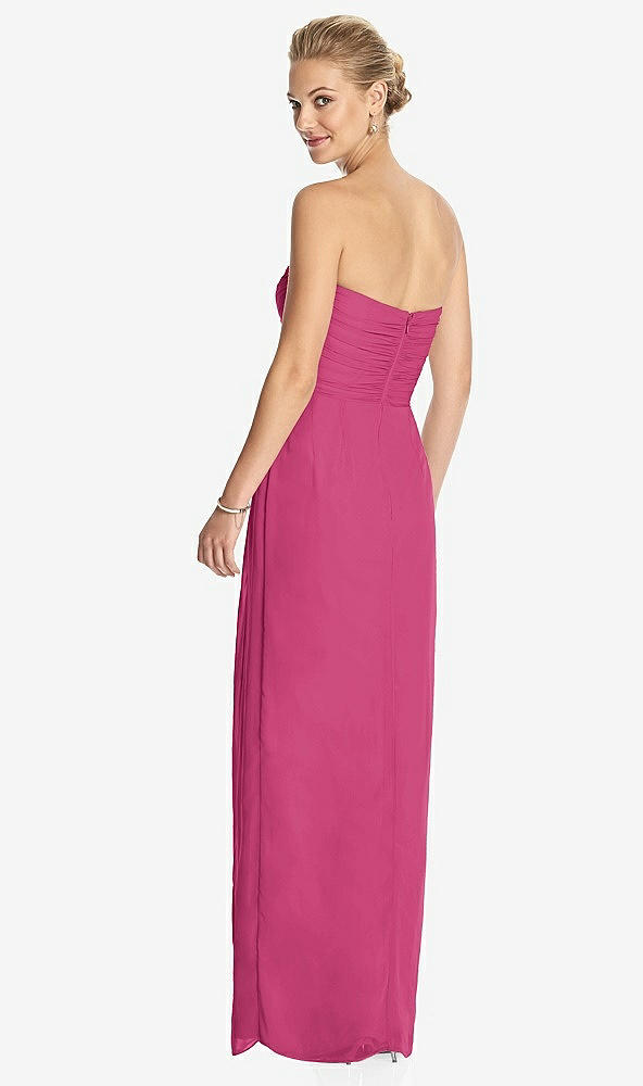 Back View - Tea Rose Strapless Draped Chiffon Maxi Dress - Lila