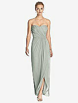 Front View Thumbnail - Willow Green Strapless Draped Chiffon Maxi Dress - Lila