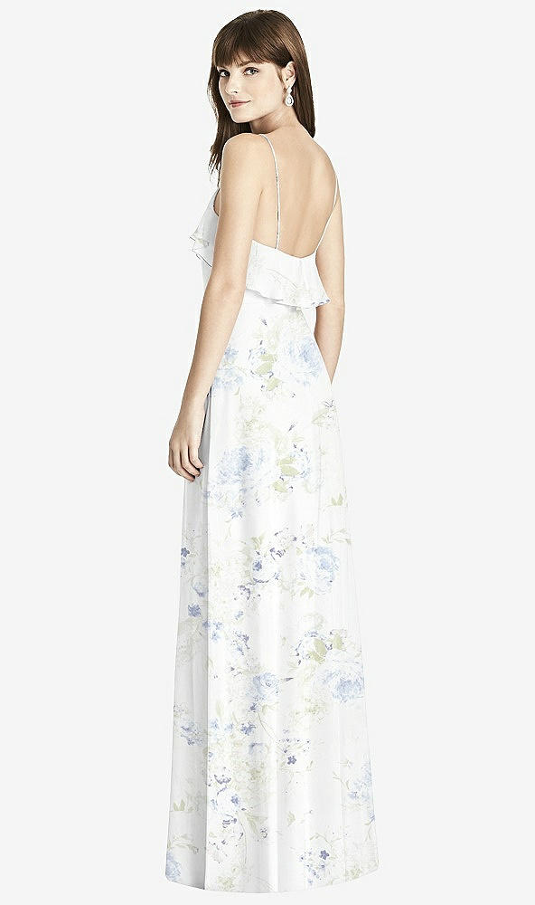 Back View - Bleu Garden Ruffle-Trimmed Backless Maxi Dress