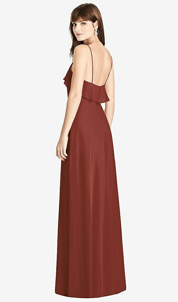 Back View - Auburn Moon Ruffle-Trimmed Backless Maxi Dress