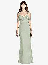 Front View Thumbnail - Celadon Ruffle-Trimmed Backless Maxi Dress