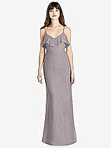 Front View Thumbnail - Cashmere Gray Ruffle-Trimmed Backless Maxi Dress