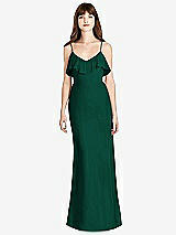 Front View Thumbnail - Hunter Green Ruffle-Trimmed Backless Maxi Dress