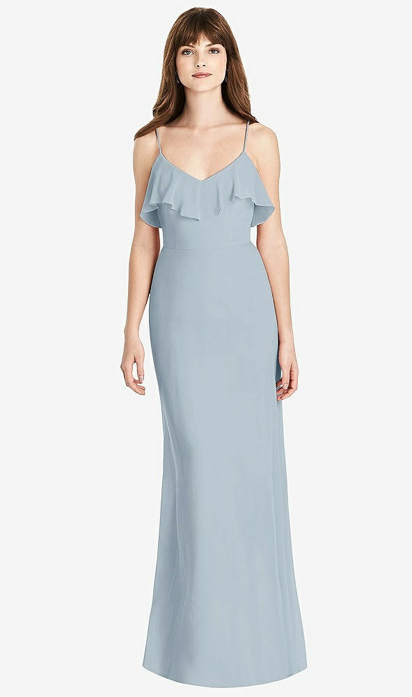 Front View - Mist Ruffle-Trimmed Backless Maxi Dress