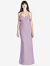 Front View Thumbnail - Pale Purple Ruffle-Trimmed Backless Maxi Dress