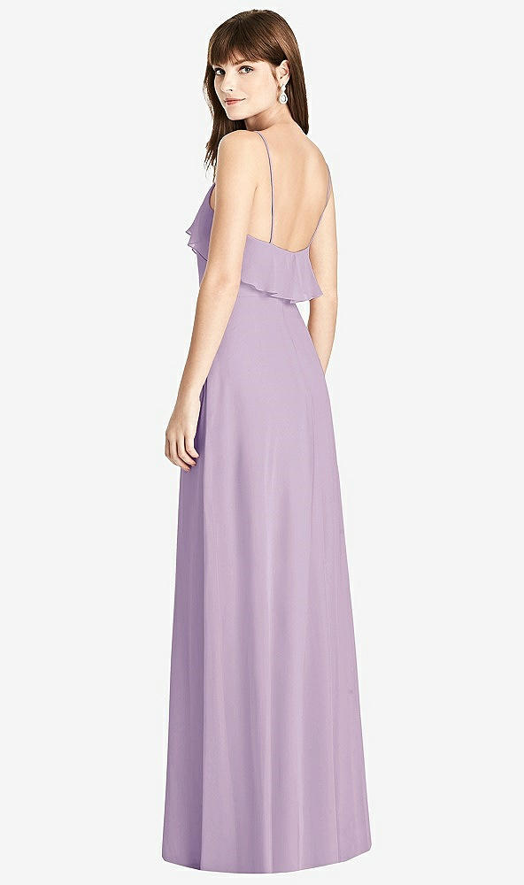 Back View - Pale Purple Ruffle-Trimmed Backless Maxi Dress