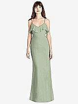 Front View Thumbnail - Sage Ruffle-Trimmed Backless Maxi Dress