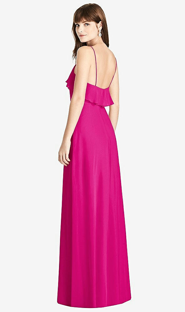 Back View - Think Pink Ruffle-Trimmed Backless Maxi Dress