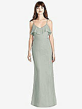 Front View Thumbnail - Willow Green Ruffle-Trimmed Backless Maxi Dress