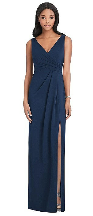 Draped Wrap Maxi Dress with Front Slit - Sena