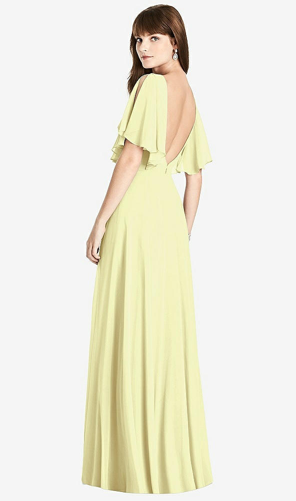 Front View - Butter Yellow Split Sleeve Backless Maxi Dress - Lila