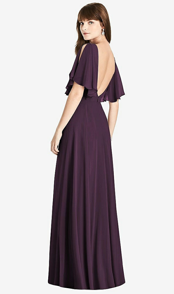 Front View - Aubergine Split Sleeve Backless Maxi Dress - Lila