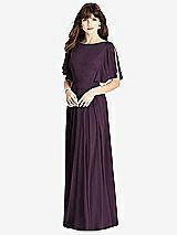 Rear View Thumbnail - Aubergine Split Sleeve Backless Maxi Dress - Lila