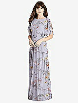 Rear View Thumbnail - Butterfly Botanica Silver Dove Split Sleeve Backless Maxi Dress - Lila