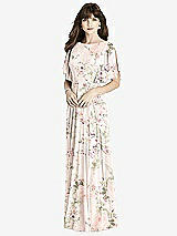 Rear View Thumbnail - Blush Garden Split Sleeve Backless Maxi Dress - Lila