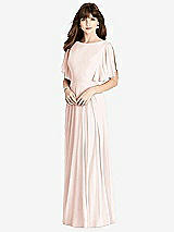 Rear View Thumbnail - Blush Split Sleeve Backless Maxi Dress - Lila