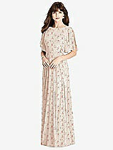 Rear View Thumbnail - Coquette Floral Print Split Sleeve Backless Maxi Dress - Lila