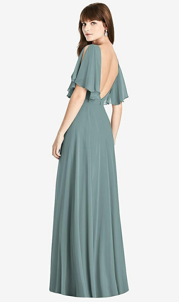 Front View - Icelandic Split Sleeve Backless Maxi Dress - Lila