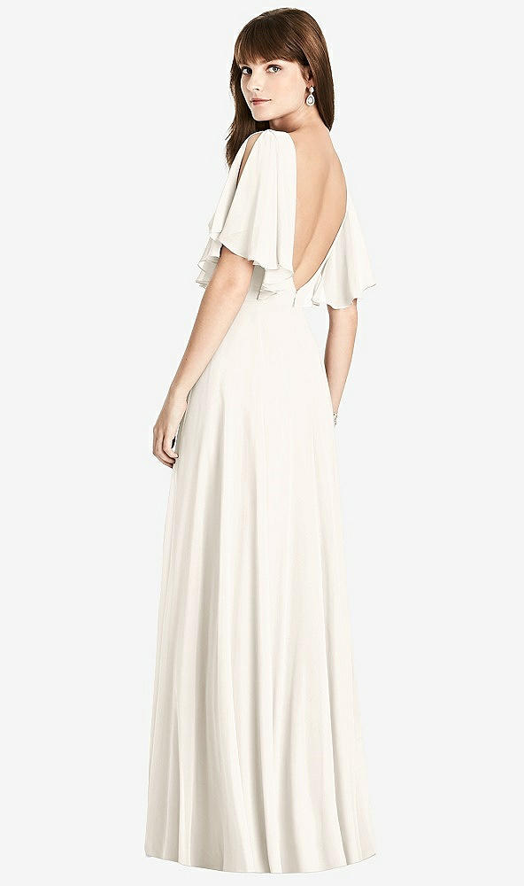 Front View - Ivory Split Sleeve Backless Maxi Dress - Lila