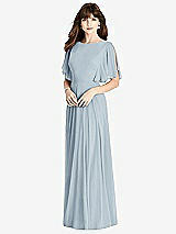 Rear View Thumbnail - Mist Split Sleeve Backless Maxi Dress - Lila