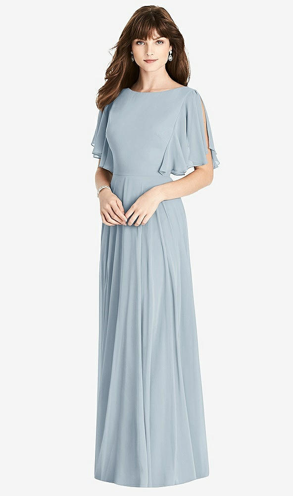 Back View - Mist Split Sleeve Backless Maxi Dress - Lila