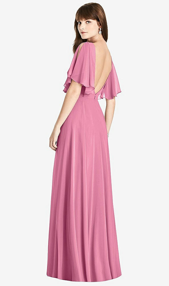 Front View - Orchid Pink Split Sleeve Backless Maxi Dress - Lila