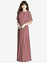 Rear View Thumbnail - Rosewood Split Sleeve Backless Maxi Dress - Lila