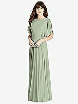 Rear View Thumbnail - Sage Split Sleeve Backless Maxi Dress - Lila