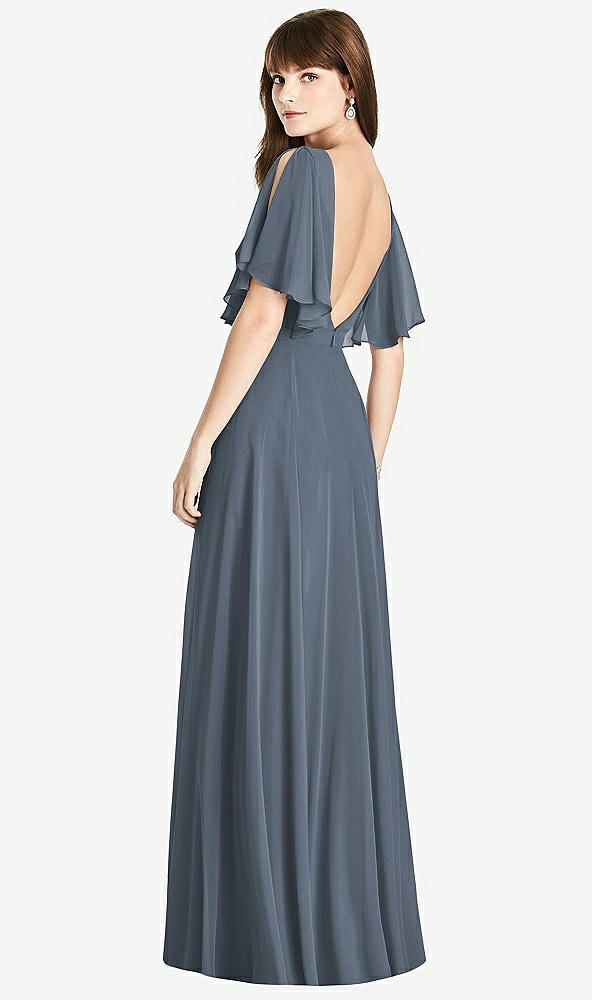 Front View - Silverstone Split Sleeve Backless Maxi Dress - Lila