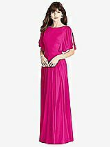 Rear View Thumbnail - Think Pink Split Sleeve Backless Maxi Dress - Lila