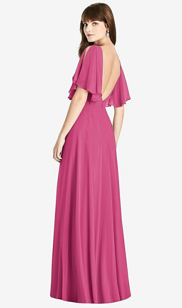 Front View - Tea Rose Split Sleeve Backless Maxi Dress - Lila