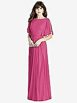 Rear View Thumbnail - Tea Rose Split Sleeve Backless Maxi Dress - Lila