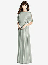 Rear View Thumbnail - Willow Green Split Sleeve Backless Maxi Dress - Lila