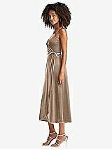 Side View Thumbnail - Topaz Velvet Midi Wrap Dress with Pockets