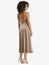 Rear View Thumbnail - Topaz Velvet Midi Wrap Dress with Pockets