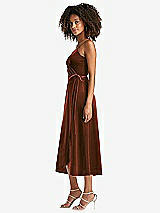 Side View Thumbnail - Auburn Moon Velvet Midi Wrap Dress with Pockets