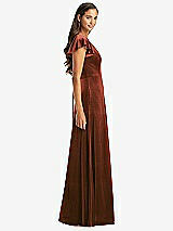 Side View Thumbnail - Auburn Moon Flutter Sleeve Velvet Maxi Dress with Pockets