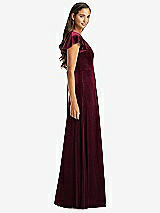 Side View Thumbnail - Cabernet Flutter Sleeve Velvet Maxi Dress with Pockets