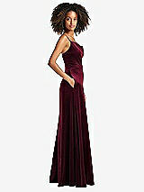 Side View Thumbnail - Cabernet Cowl-Neck Velvet Maxi Dress with Pockets