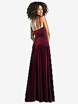 Rear View Thumbnail - Cabernet Cowl-Neck Velvet Maxi Dress with Pockets