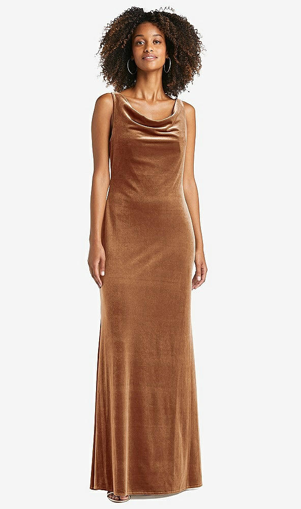 Cowl-neck Velvet Maxi Tank Bridesmaid Dress - Priya In Golden Almond | The  Dessy Group