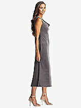 Side View Thumbnail - Caviar Gray Cowl-Neck Velvet Midi Tank Dress - Rowan