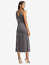 Rear View Thumbnail - Caviar Gray Cowl-Neck Velvet Midi Tank Dress - Rowan