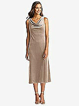 Front View Thumbnail - Topaz Cowl-Neck Velvet Midi Tank Dress - Rowan