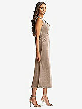 Side View Thumbnail - Topaz Cowl-Neck Velvet Midi Tank Dress - Rowan